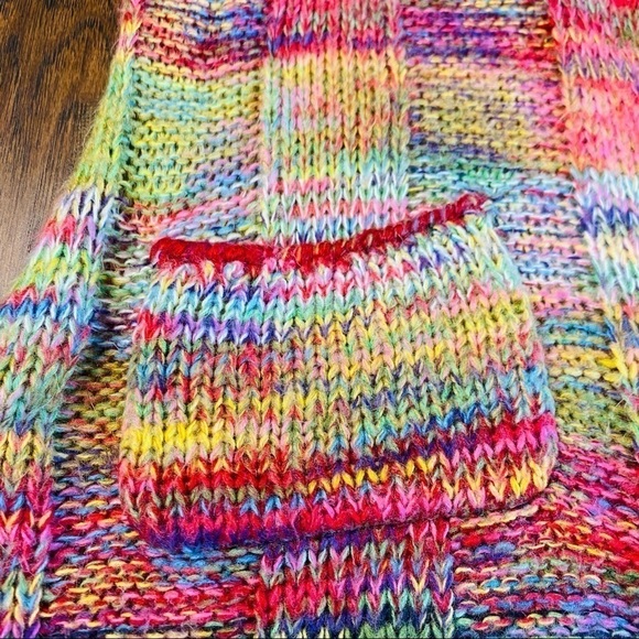 INKED & FADED Colorful Rainbow Colors V-Neck Sweater - Picture 4 of 11